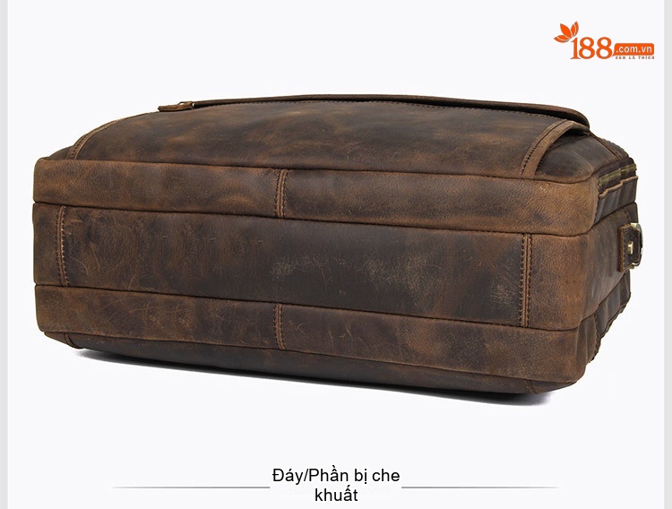 Cặp Công Sở Nam Da Bò Thật Vintage Đựng Laptop Màu Nâu chi tiết 14