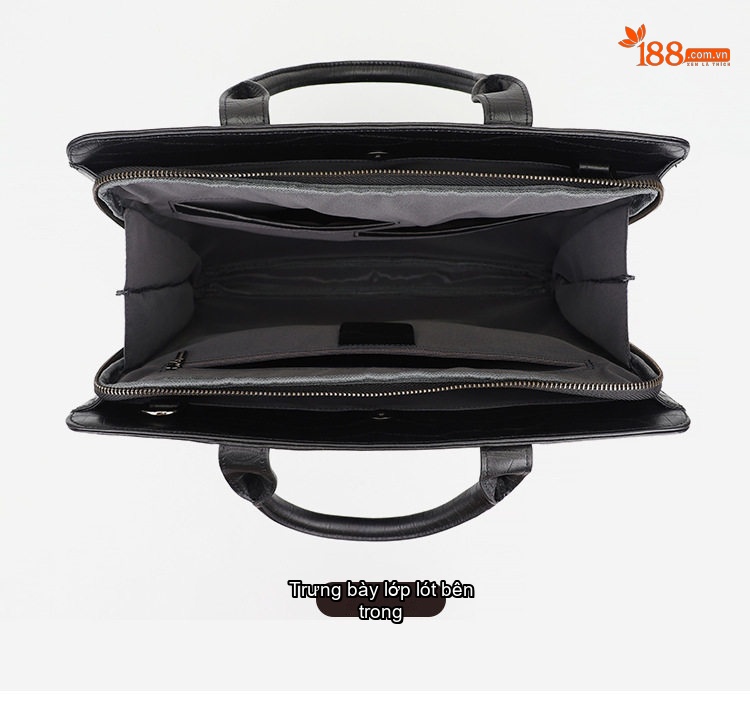 Cặp Công Sở Nam Da Bóng Vân Cá Sấu Đựng Laptop Có Dây Đeo Màu Đen chi tiết 7