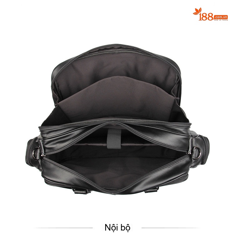 Cặp Công Sở Nam Da Nappa Cao Cấp, Nhiều Ngăn, Da Thật, Dáng Túi Xách Tay, Da Sáp Dầu Màu Đen chi tiết 16
