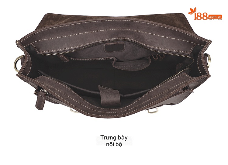 Cặp Công Sở Nam Da Thật Phong Cách Retro Đựng Laptop Đa Năng Màu Nâu chi tiết 8