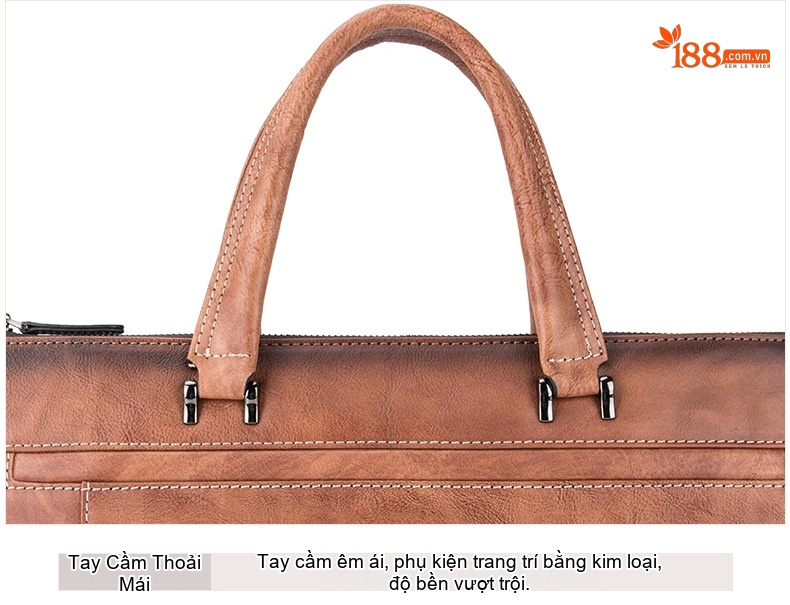 Cặp Da Bò Nam Vintage Túi Đeo Chéo Nam Túi Đựng Tài Liệu Công Sở Màu Nâu, Xám chi tiết 19