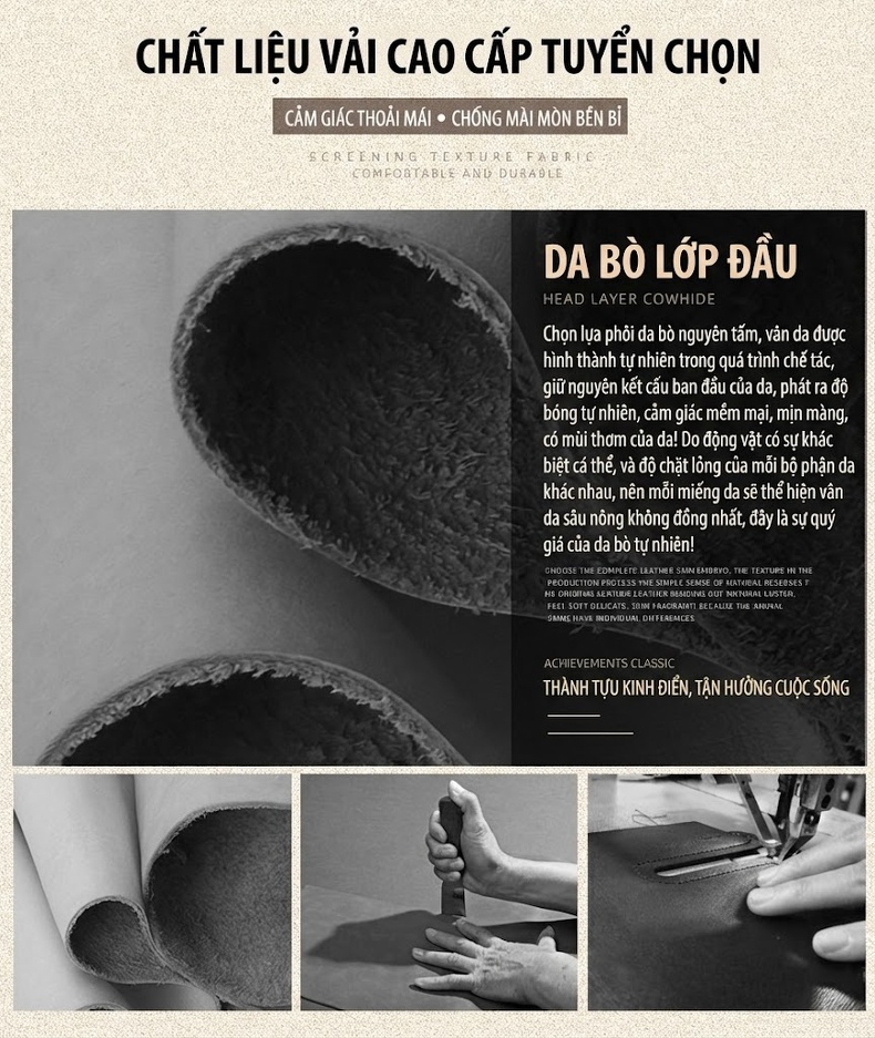 Cặp Da Bò Nam Vintage Túi Đeo Chéo Nam Túi Đựng Tài Liệu Công Sở Màu Nâu, Xám chi tiết 3