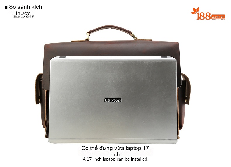 Cặp Túi Công Sở Nam Da Bò 17 inch Đựng Laptop Cỡ Lớn Màu Nâu chi tiết 12