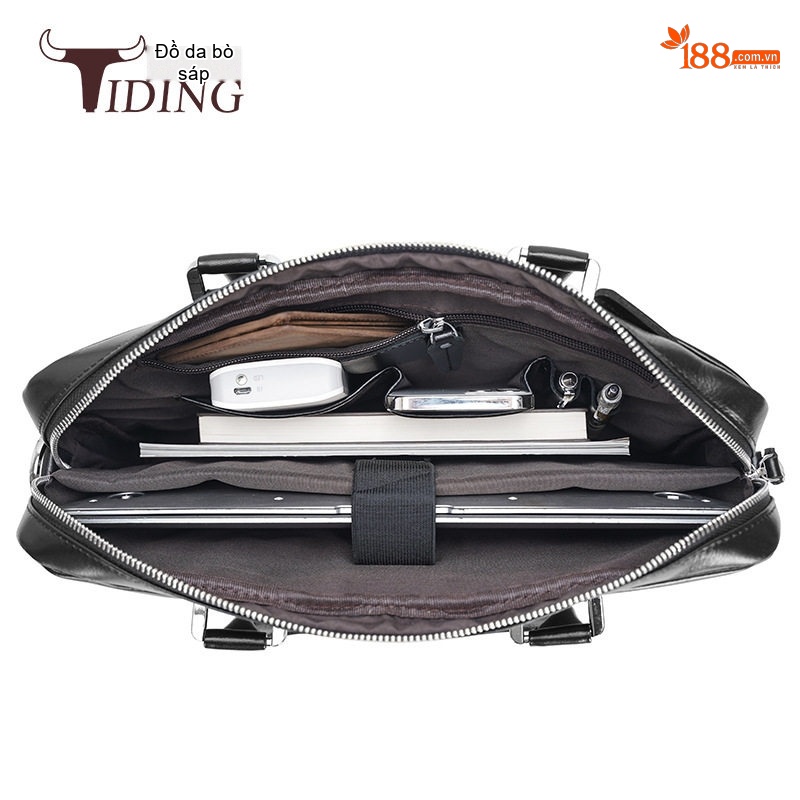 Cặp Túi Công Sở Nam Da Bò Đựng Laptop Thời Trang Đeo Chéo Màu Đen, Nâu