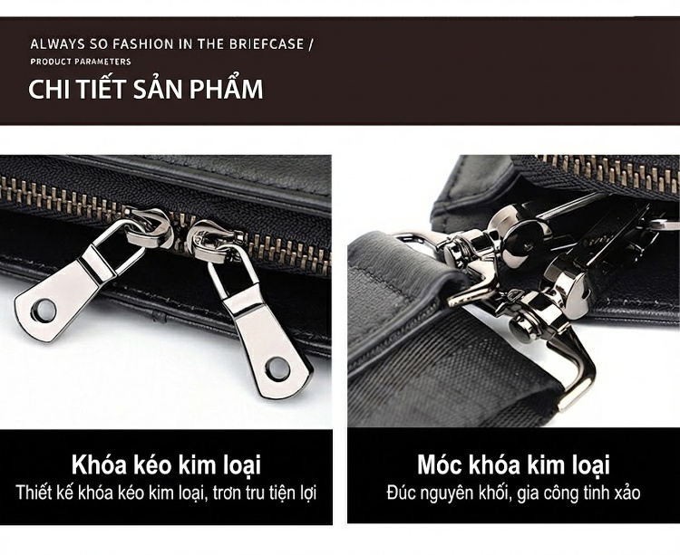 Cặp Túi Đeo Chéo Nam Da Thật Đựng Tài Liệu Công Sở Màu Đen chi tiết 11