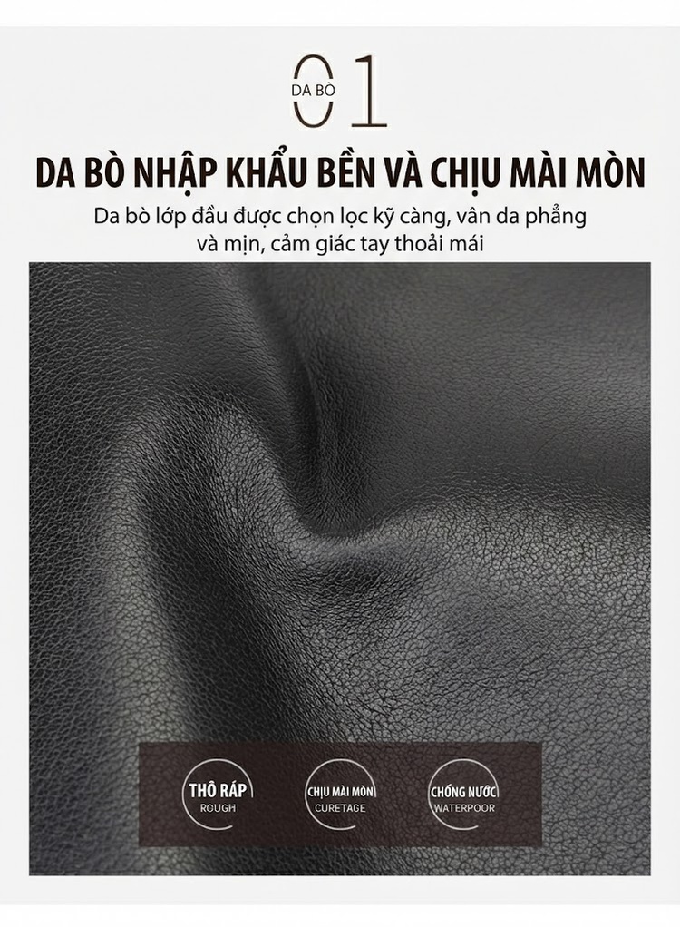 Cặp Túi Đeo Chéo Nam Da Thật Đựng Tài Liệu Công Sở Màu Đen chi tiết 4