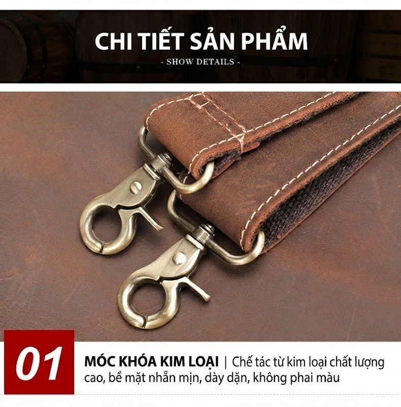 Cặp Túi Đeo Vai/Đeo Chéo/Xách Tay/Balo Nam Da Bò Đa Năng Phong Cách Âu Mỹ Retro chi tiết 18