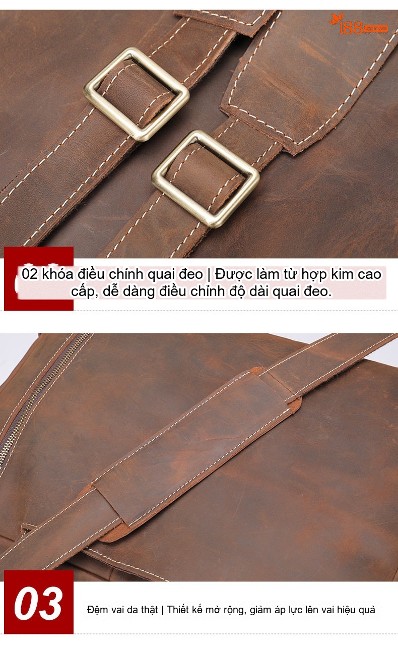 Cặp Túi Đeo Vai/Đeo Chéo/Xách Tay/Balo Nam Da Bò Đa Năng Phong Cách Âu Mỹ Retro chi tiết 19