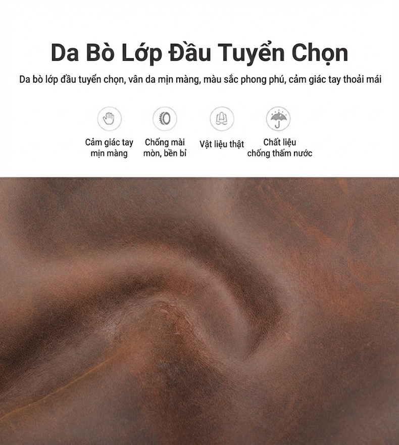 Cặp Túi Đeo Vai/Đeo Chéo/Xách Tay/Balo Nam Da Bò Đa Năng Phong Cách Âu Mỹ Retro chi tiết 7