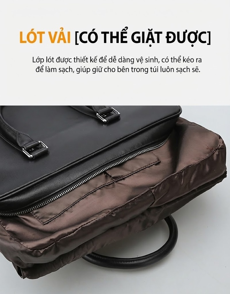 Cặp da nam đựng laptop 14 inch đeo chéo xách tay da bò cao cấp chi tiết 19