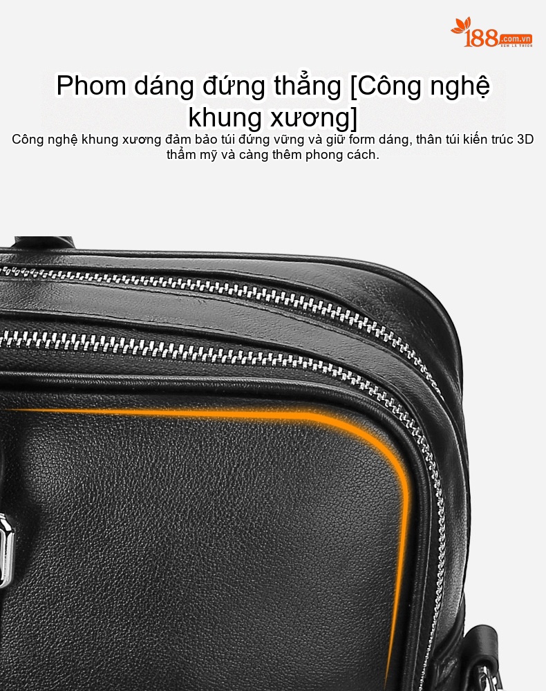 Cặp da nam đựng laptop 14 inch đeo chéo xách tay da bò cao cấp chi tiết 17