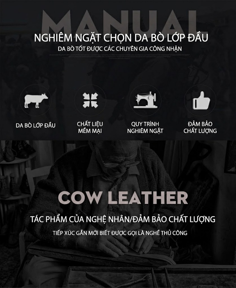 Cặp Túi Xách Công Sở Nam Da Bò Mỏng Nhẹ 15.6 Inch Màu Nâu, Đen chi tiết 2