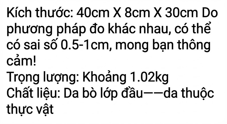 Cặp Túi Xách Công Sở Nam Da Bò Thủ Công Vintage 15 Inch Màu Nâu chi tiết 5