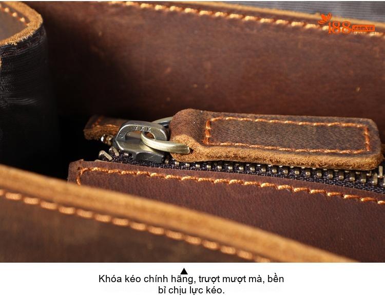 Cặp Túi Xách Công Sở Nam Da Bò Vintage Đựng Laptop Đeo Vai Chéo Màu Nâu Đậm, Nâu Nhạt chi tiết 7
