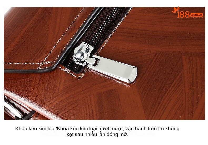 Cặp Túi Xách Tay Nam Da Bóng Công Sở Đựng Laptop Khóa Số Màu Nâu chi tiết 24