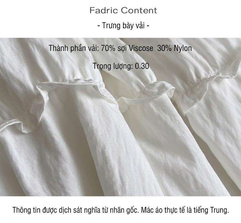 Chân Váy Bánh Kem Nữ Lưng Cao Dáng Dài Màu Trắng chi tiết 3