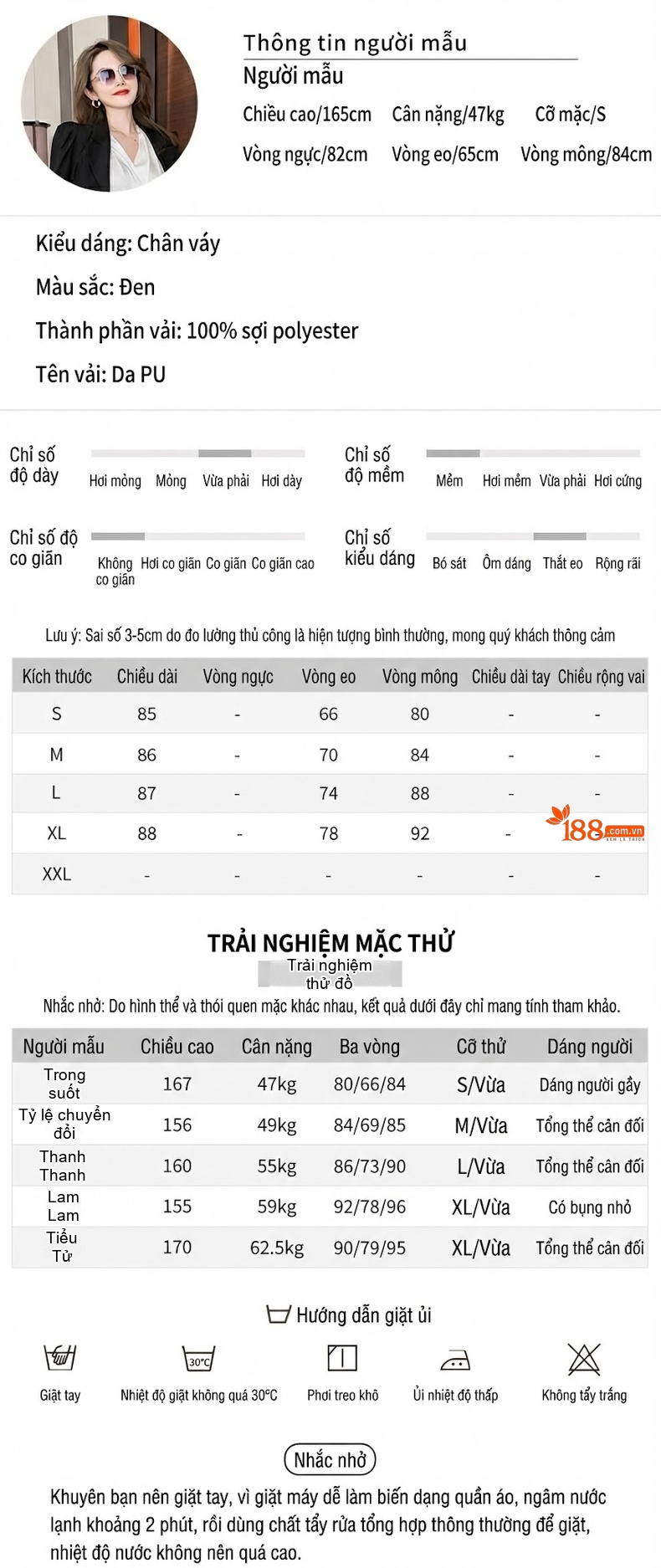 Chân Váy Bút Chì Nữ Da PU Dáng Dài Qua Gối Ôm Eo Màu Đen chi tiết 2