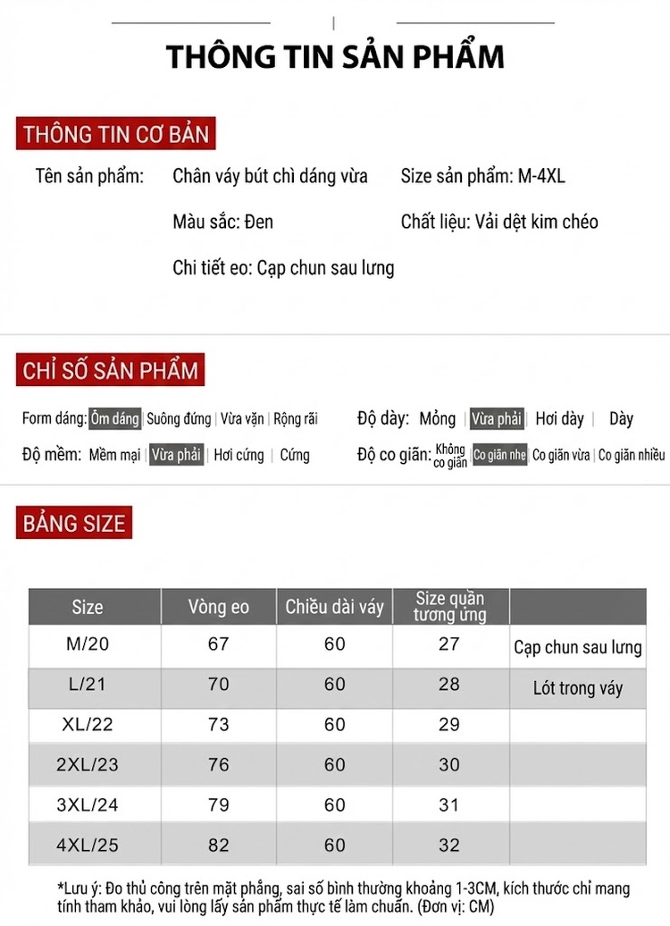 Chân Váy Bút Chì Nữ Dáng Ôm Lưng Cao Xẻ Tà Công Sở Hàn Quốc Màu Đen chi tiết 9