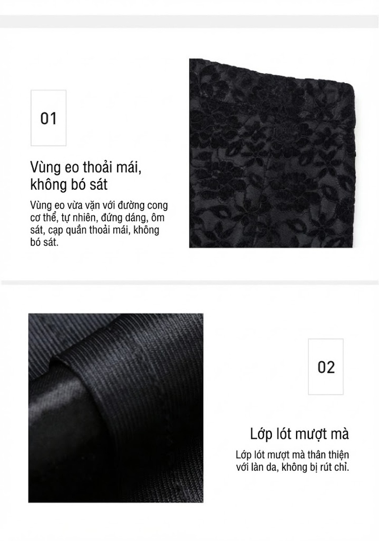 Chân Váy Đuôi Cá Nữ Nhung Gân Ren Eo Cao Dáng Ôm Thanh Lịch Màu Đen, Xanh chi tiết 7
