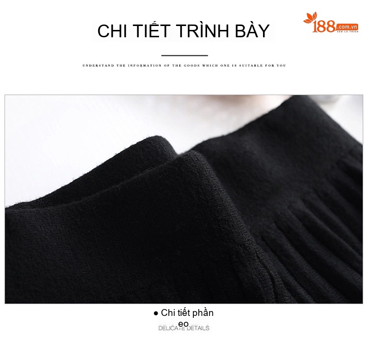 Chân Váy Len Dáng Xòe Phối Ren Phong Cách Hàn Quốc Màu Đen chi tiết 15