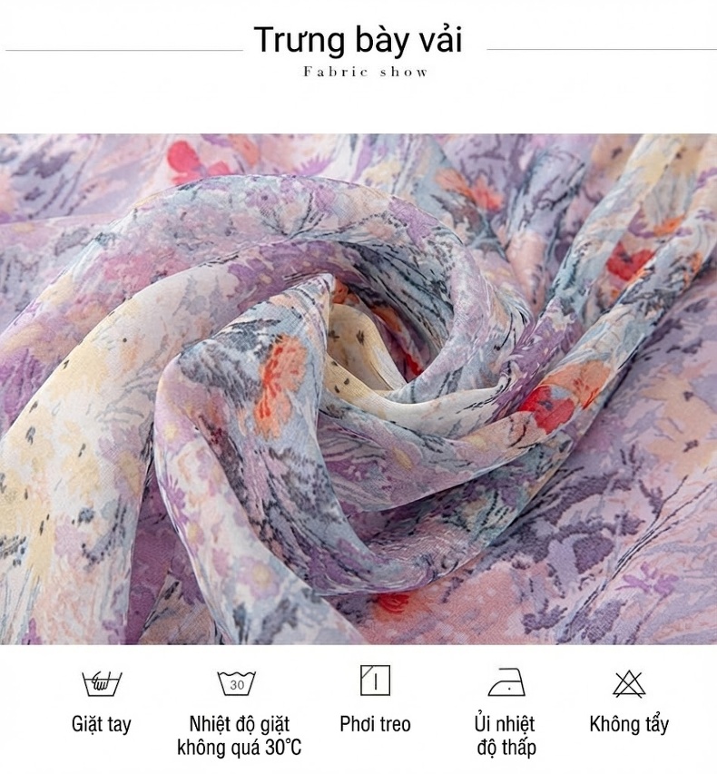 Chân Váy Lụa Nữ A-Line Cạp Cao Họa Tiết Bohemian chi tiết 3