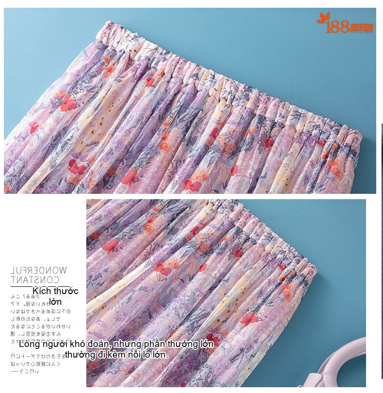 Chân Váy Lụa Nữ A-Line Cạp Cao Họa Tiết Bohemian chi tiết 9