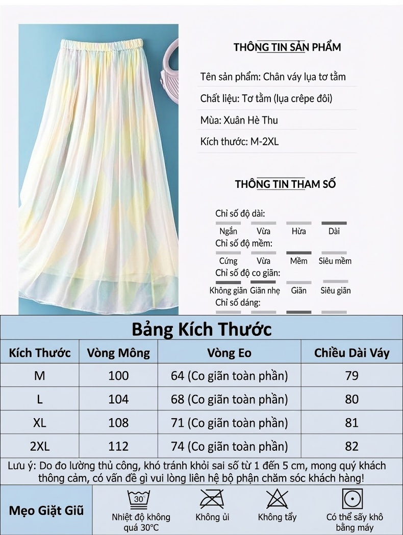 Chân Váy Lụa Nữ dáng chữ A Eo Cao Họa Tiết Bohemia Phong Cách Thời Trang Xuân Hè chi tiết 5