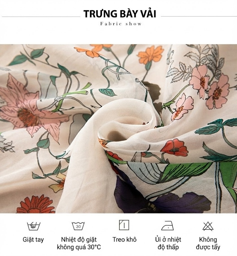 Chân Váy Lụa Nữ Dáng Dài Họa Tiết Hoa Eo Thun chi tiết 4