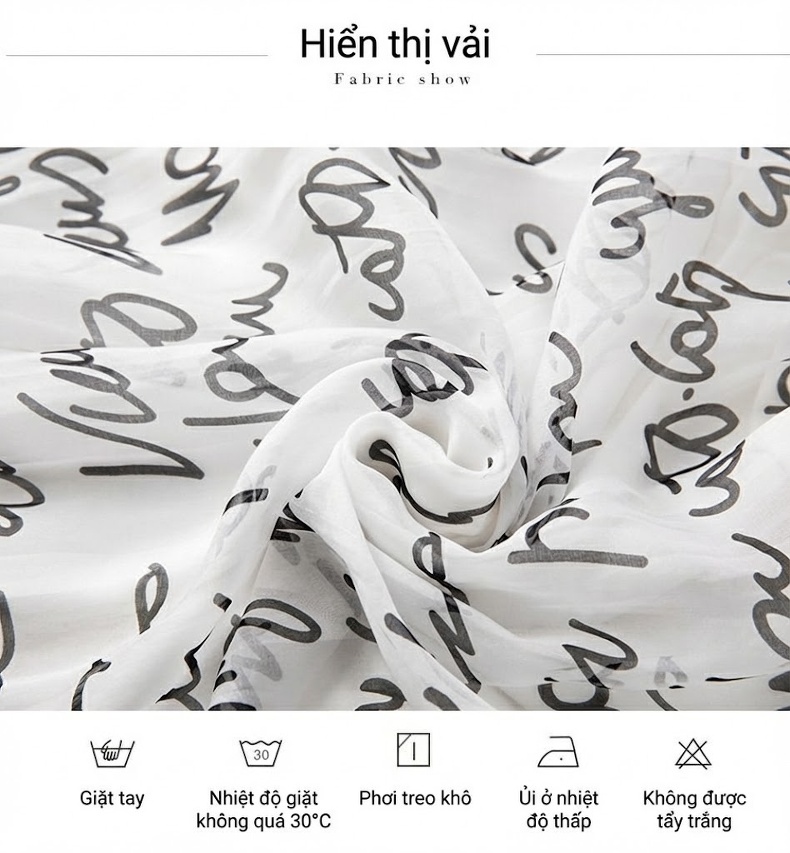 Chân Váy Lụa Thật Dáng Dài Họa Tiết Eo Thun Nữ Màu Trắng, Đen chi tiết 4