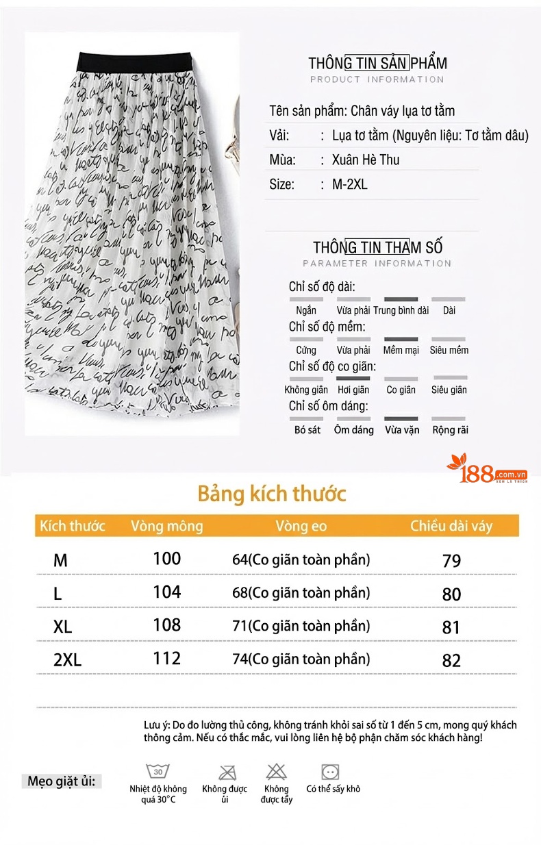 Chân Váy Lụa Thật Dáng Dài Họa Tiết Eo Thun Nữ Màu Trắng, Đen chi tiết 5