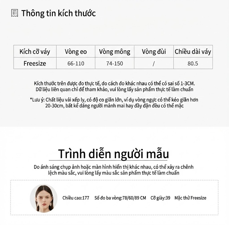 Chân Váy Midi Nữ Dập Ly Họa Tiết Hình Học Thiết Kế Độc Đáo Màu Vàng Be, Xanh Lá chi tiết 6