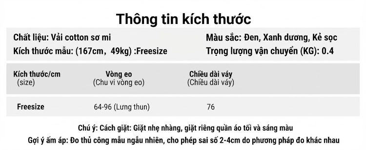 Chân Váy Midi Nữ Trang Trí Hoa 3D Phong Cách Tối Giản Màu Đen, Xanh Lam, Sọc Trắng Đen chi tiết 1
