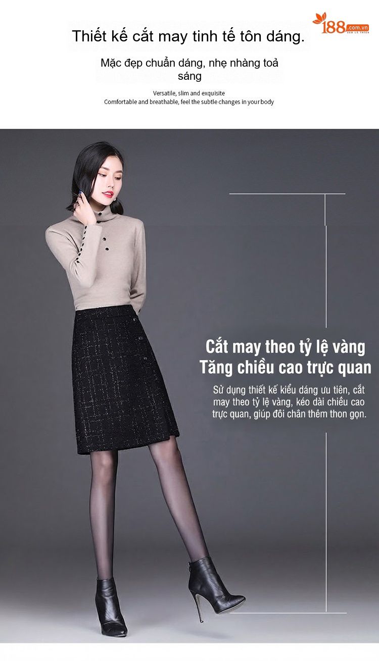 Chân Váy Ngắn Nữ Lông Cừu Phong Cách A-Line Bất Đối Xứng Màu Đen chi tiết 4