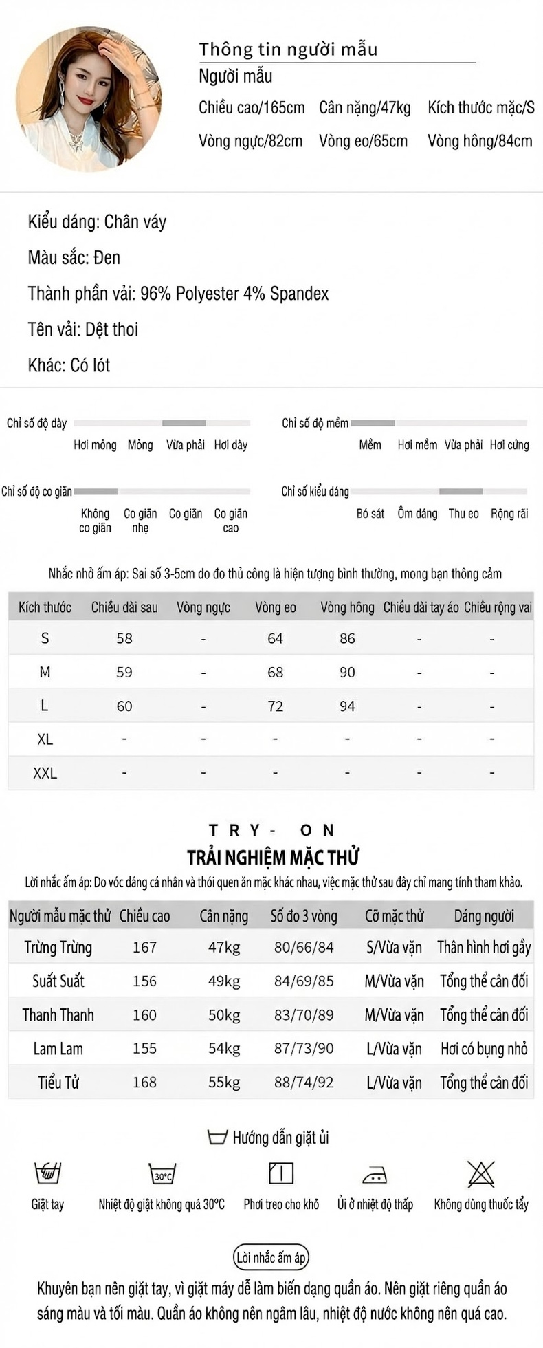 Chân Váy Nữ Lưng Cao A Line Đuôi Cá Ôm Bụng Màu Đen chi tiết 2