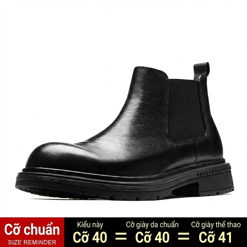 Chelsea Boots Nam Da Bò Mềm Mại Đế Dày Phong Cách Anh Quốc Chiều Cao Đế Khoảng 4cm Màu Đen, Nâu