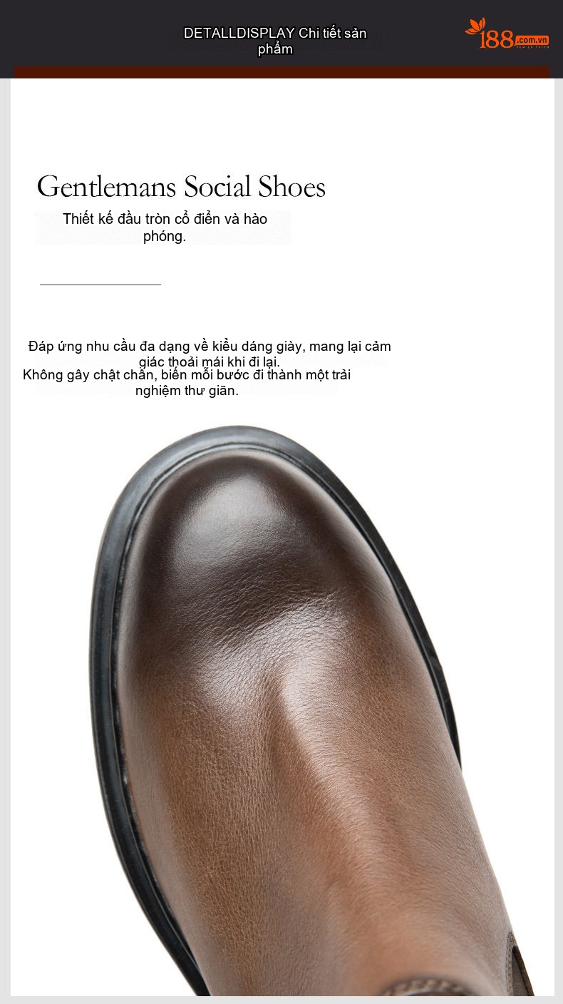 Chelsea Boots Nam Da Bò Mềm Mại Đế Dày Phong Cách Anh Quốc Chiều Cao Đế Khoảng 4cm Màu Đen, Nâu chi tiết 8