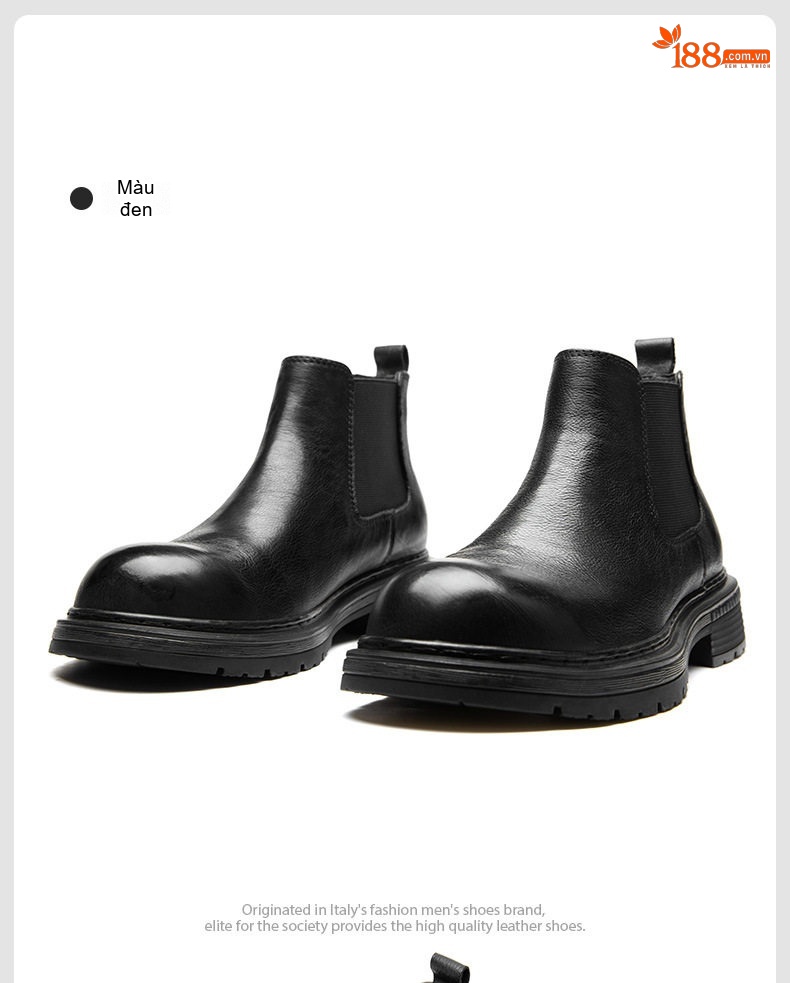 Chelsea Boots Nam Da Bò Mềm Mại Đế Dày Phong Cách Anh Quốc Chiều Cao Đế Khoảng 4cm Màu Đen, Nâu chi tiết 15