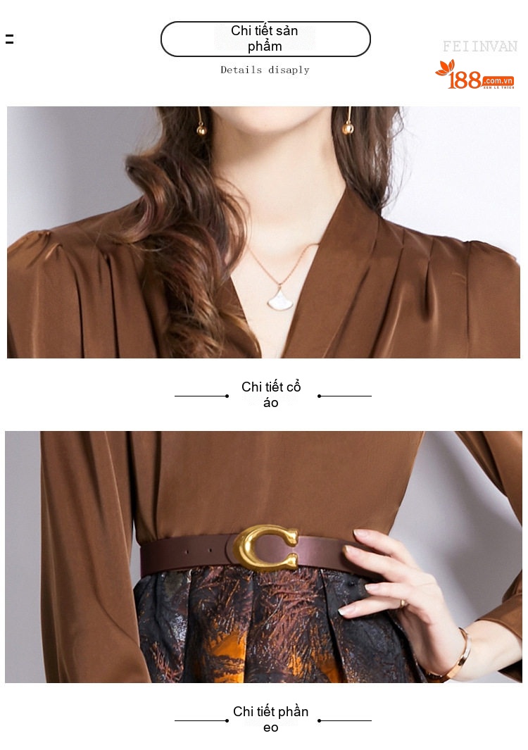 Đầm chữ A Nữ Cổ chữ V Pối Tạp Họa Tiết Thu Đông Dáng Ôm chi tiết 11