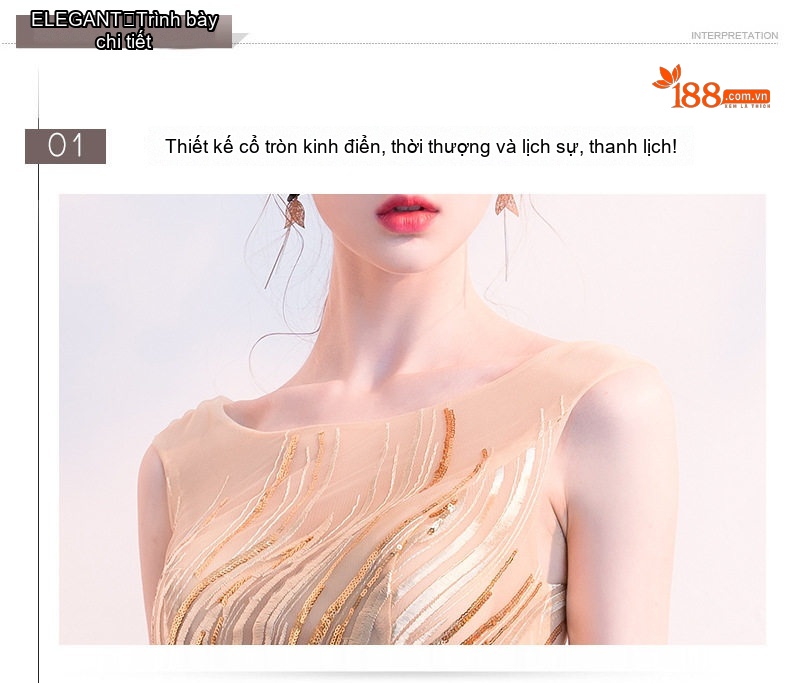 Đầm Dạ Hội Nữ Dáng Dài Lấp Lánh Sang Trọng Màu Vàng Gold chi tiết 14