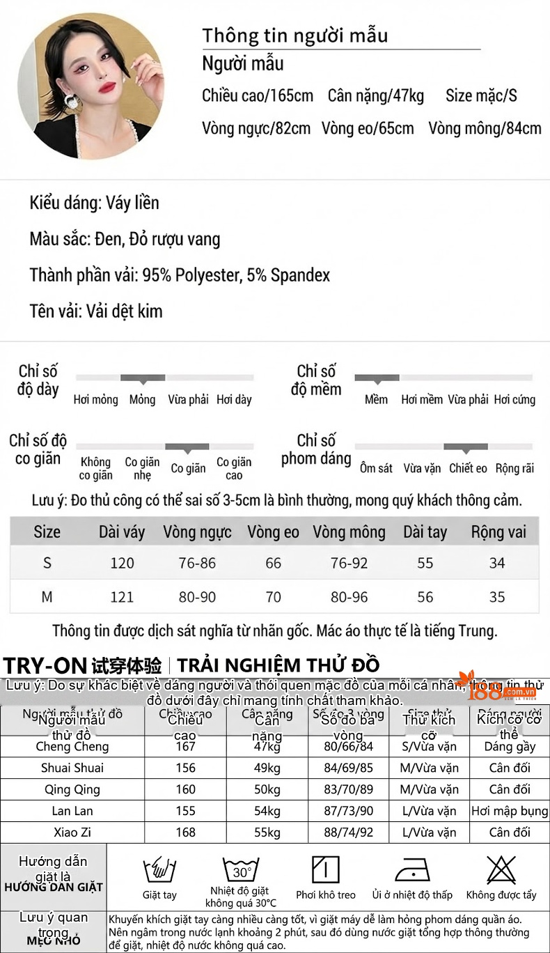 Đầm Dài Tay Nữ Cổ chữ Vuông Đính Hạt Eo Ôm Dáng Đuôi Cá Màu Đỏ, Đen chi tiết 2