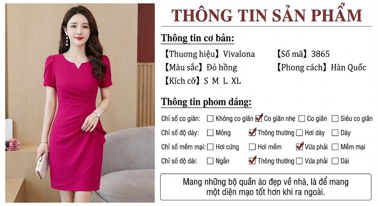 Đầm Dự Tiệc Dáng Bút Chì Cổ chữ V Thắt Eo Thanh Lịch Màu Hồng Tím chi tiết 5