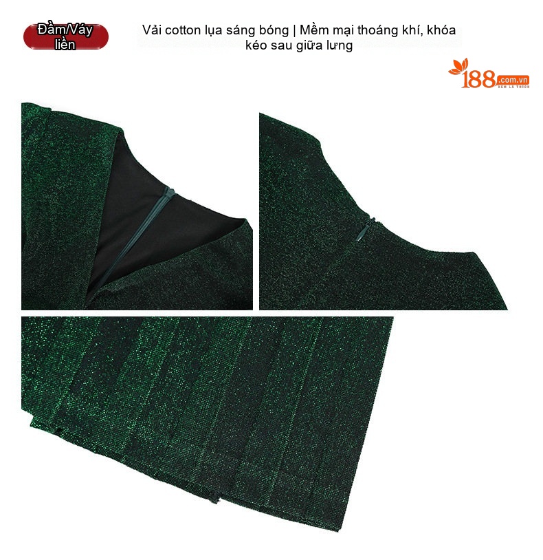 Đầm Dự Tiệc Nữ Dáng Dài V-Neck Eo Cao Xếp Ly Lụa Sáng Màu Đen, Xám, Xanh, Đỏ... chi tiết 6