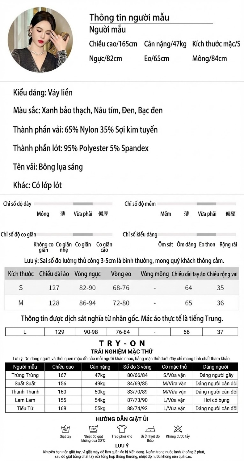 Đầm Dự Tiệc Nữ Dáng Dài V-Neck Eo Cao Xếp Ly Lụa Sáng Màu Đen, Xám, Xanh, Đỏ... chi tiết 2