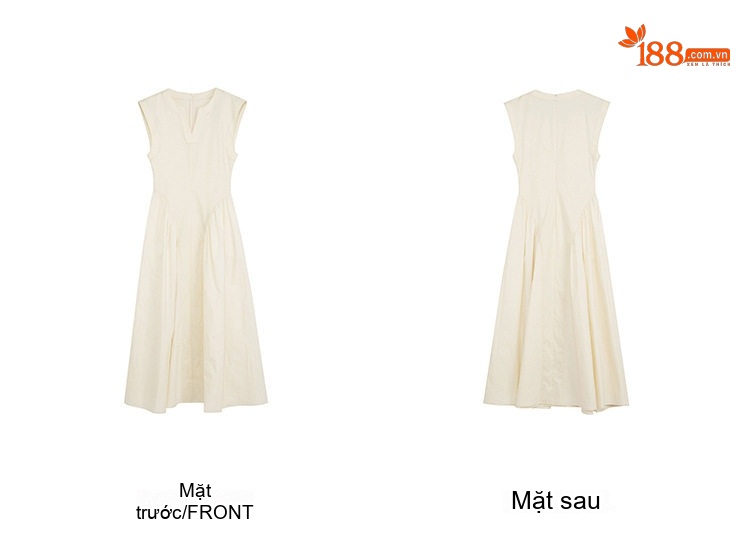 Đầm Maxi Nữ Pháp Cổ Điển Không Tay Chiết Eo Tôn Dáng Màu Trắng Kem chi tiết 10