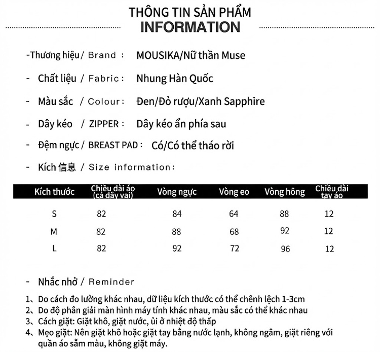 Đầm Nữ Ôm Body Cổ chữ V Sâu Xẻ Tà Chất Nỉ Nhung Màu Đỏ, Đen, Xanh Navy chi tiết 1