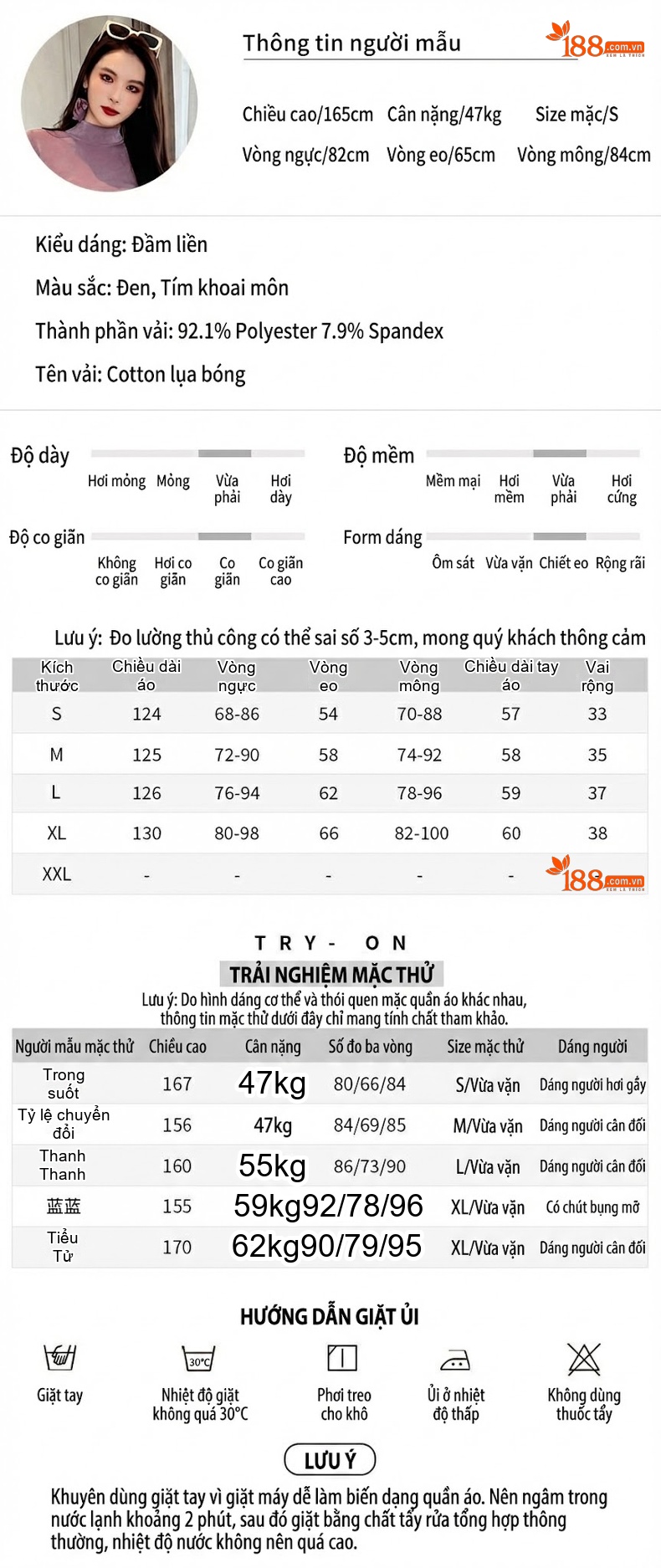 Đầm Ôm Body Dài Tay Cổ Lọ Dáng Dài Chiết Ly Tôn Dáng Màu Đen, Tím chi tiết 2