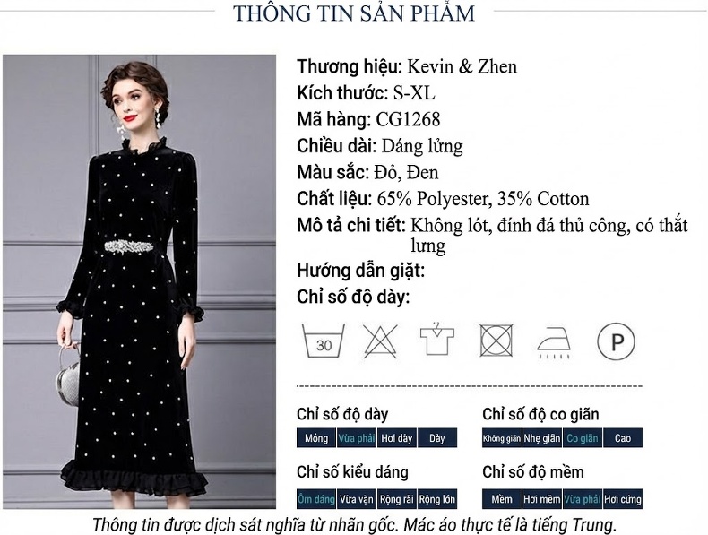 Đầm Ôm Body Dài Tay Nỉ Đính Đá Họa Tiết Chấm Bi Viền Bèo Màu Đen, Đỏ chi tiết 2