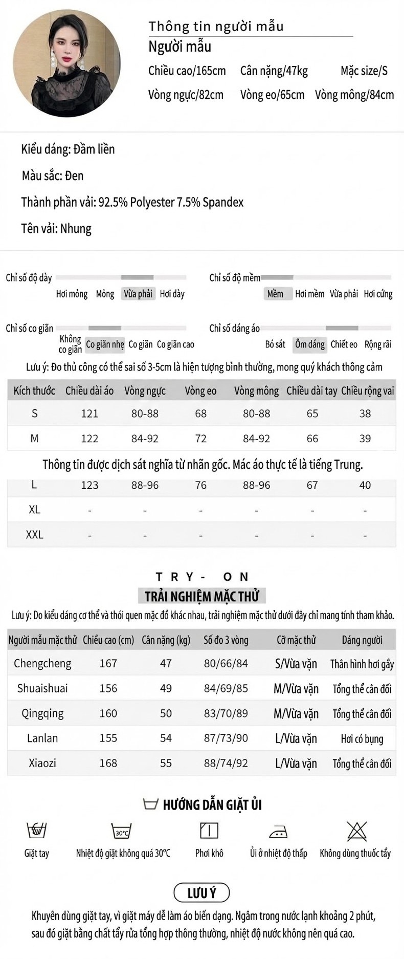 Đầm Ôm Body Nữ Cổ Lọ Tay Dài Phối Ren Quyến Rũ Màu Đen chi tiết 2