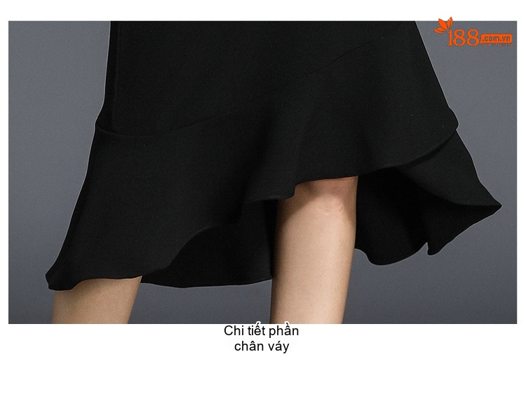 Đầm Ôm Body Nữ Dáng Dài Tay Dài Cổ Cao Thiết Kế Đuôi Cá Phong Cách Thời Trang Màu Đen chi tiết 21