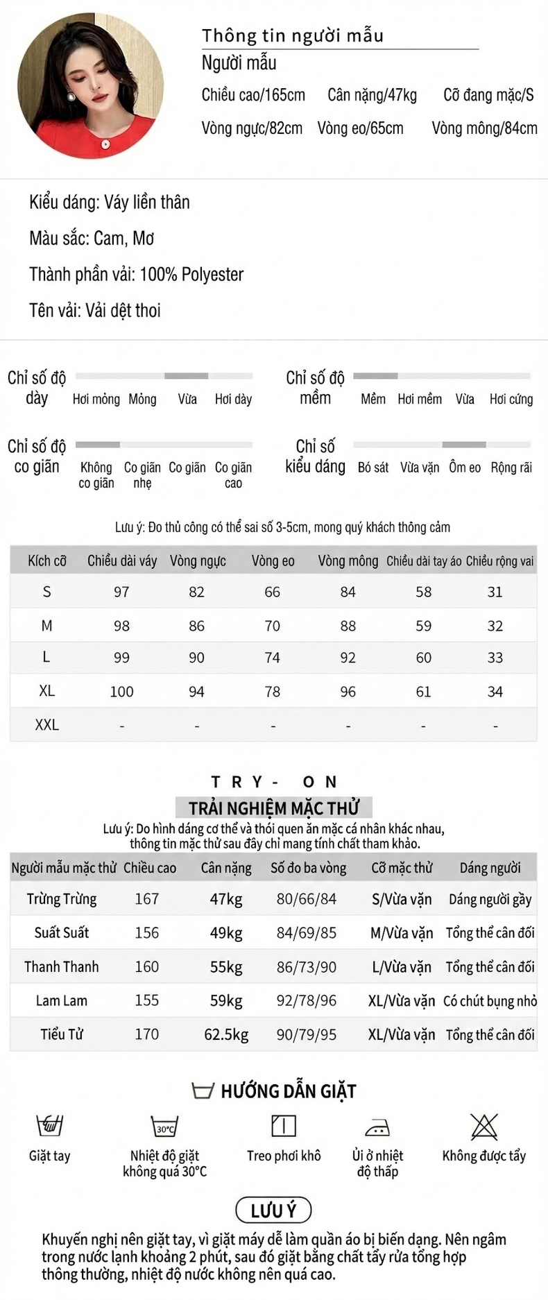 Đầm Ôm Body Nữ Tay Dài Cổ Tròn Thanh Lịch Màu Đỏ, Kem chi tiết 2